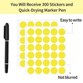 1" Clear Circle Stickers, Colored Round Clear Seal Stickers, Transparent Self-Adhesive Seals use for Envelope, Gift Bag. Waterproof/Writable- Yellow
