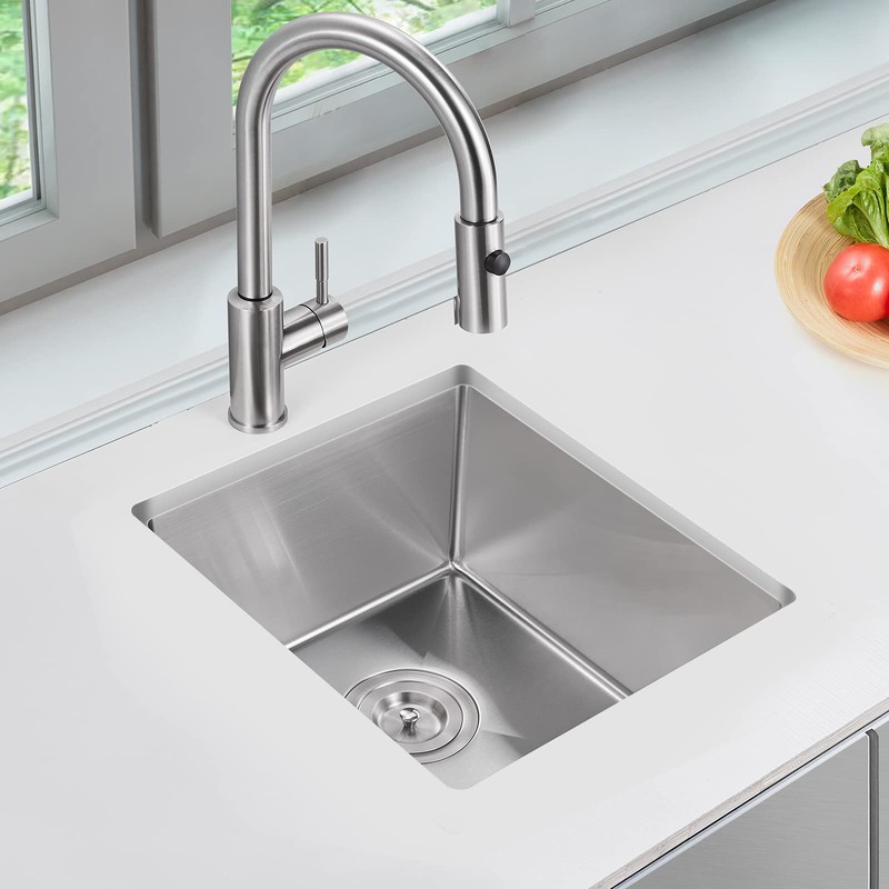 MENATT 15-inch Undermount Kitchen Bar Sinks, 304 Stainless Steel Handmade