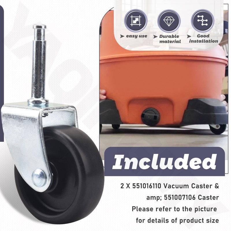 2 Pcs 551016110 Vacuum Caster & 551007106 Caster & Foot