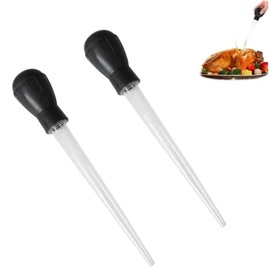 Aczyqws 2 Pcs Turkey Baster Large,Chicken Basting Cooking Pipette,Aquarium Injector, Plastic Dropper Rubber Head