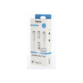 Hama TV Antenna Cable + 2 Adapters – 10 Year Warranty (Coaxial TV Cable, 2 m, M/F, 75 Ohm, Double Shielded 75 db, Satellite Coaxial Cable, TV Connection to a TV Wall or Decoder Plug) White