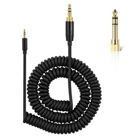 Xivip QC35 Audio Cable Coiled Headphones Aux Cord, with 6.35mm (1/4") Adapter Compatible with QuietComfort 45 / QC35 II / QC35 / QC25/ On-Ear 2/OE2/OE2i/Soundlink/SoundTrue Headphones Black (6-10ft)