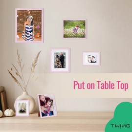 TWING 8x10 Light Pink Picture Frames Set of 3,Tabletop Photo Frames with Mat for Gallery Wall Decor, Hanging Horizontal/Vertical Display