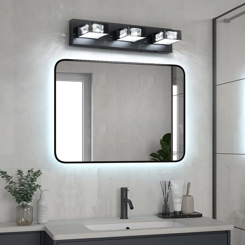 Joossnwell Crystal Bathroom Vanity Lights Black Bathroom Light Fixtures Over