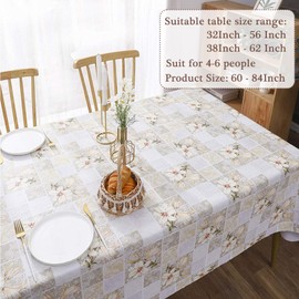 Tel Charme * Long Table Cloth Rectangular 213x152cm, Wipeable Tablecloth PVC Wipe Clean Waterproof, Table Cover Protector for Kitchen Party Birthday Coffee Tabletop Decoration