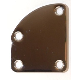 Asymmetric curved guitar neck joint plate in chrome including screws