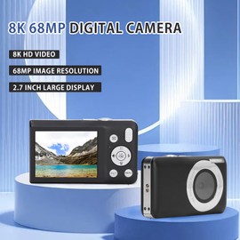 68MP Digital Camera, 8K Vlogging Camera with 16X Digital Zoom Auto Focus, 2.7 Inch Display, Supports up to 32GB, Compact Cam for Students Teens Adults Beginners