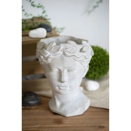 Greek Style Indoor Outdoor Home Garden Decor D6' X 9'' Cement Head Planter Flower Pots & Planterscolor: as Pic Color