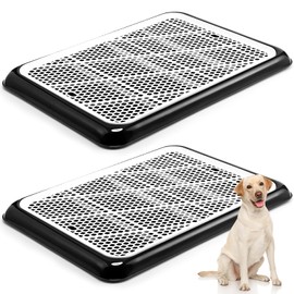 Mifoci 2 Pcs Dog Potty Tray with Grid Portable Pet Litter Box Dog Training Toilet Puppy Pee Pad Holder Mesh Pad Tray Doggie Toilet Potty Trainer for Small Medium Large Dogs (25.6 x 18.9 Inch)