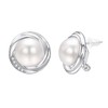 Yoursfs White Large Pearl Stud Earrings for Women Silvery CZ