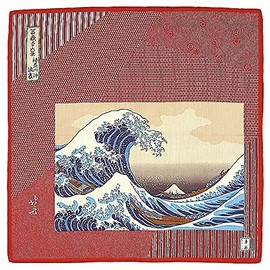 Japanese Goods Kyoto Accessories Handkerchief [Kyosai] Hokusai A Aka