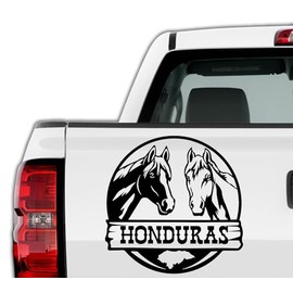 Honduras Stickers para Carros Calcomanias para Autos con Caballos Honduras Decals for Cars and Trucks Latin Heritage Western Style With Horses (8", Black)