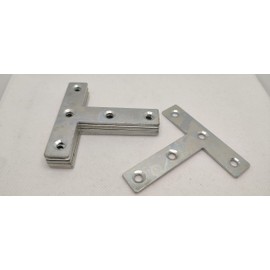 Metal Mending Tee T Plates 3'' Braces Corner Bracket Plate Joint Flat Repair Fixing Angle 3in Galvanised Heavy Duty 76 x 76 x 16 x 2.0mm Pack of 4 with 4x16mm Screws