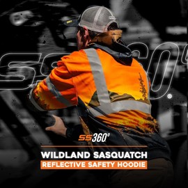 SafetyShirtz SS360º Wildland Sasquatch Hi Vis Hoodie for Men - Heavy-Duty Polyester with Soft Combed Fleece Interior - Class 3 Type R - Meets ANSI/ISEA 107-2015, Orange - Small