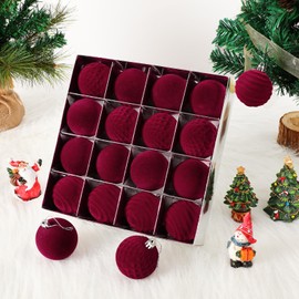 16 Piezas Esferas Navideñas de Terciopelo de 6 cm, Bolas de Navidad Decorativas Aterciopelada, Adornos para Árbol de Navidad, para Fiesta Navideña y D