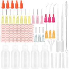 JIANGZHIB Pack of 5 Needle Bottles, 30 ml Applicator Bottle Set, Needle Tip Precision Tips Applicator with 20 Dispensing Fine Needles, Dosing Bottle for DIY Craft Refill Glue, Acrylic Paint, Oil