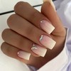 24pcs Press on Nails Medium, Square Fake Nails Gradient False