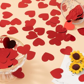 Red Heart Confetti Party Decorations Valentines Day Heart Decor Sparkle Metallic Flakes Table Confetti, 1.2 Inch, 300pcs