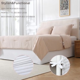 Bed Skirt with 35.5 Centimeter Drop, Easy Fit Wrap-Around Cover for Bed, Wrinkle-Free and Fade-Resistant Box Spring Cover (White Stripes, Twin)