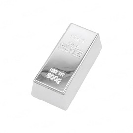 SABLUE Fake Silver Realistic Silver Novelty Gift Toys Joke Simulated Silver Brick for Pirate Games Party Favor (S-M)