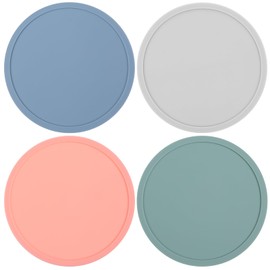 Classicseali 4pcs Silicone Coaster, Round Silicone Coasters for Drinks, Colorful Coaster, Non-Slip, Heat-Resistant, for Table, Office, Bar Furniture Protection, Hot Cup Mat, 4 Colors