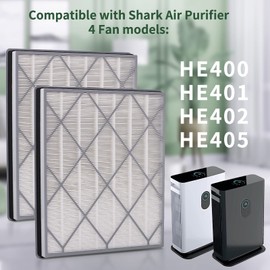 HE401 Filter Replacement for Shark Air Purifier 4-Fan Models, H13 True HEPA Filter Replacement Compatible With Shark HE401C HE402 HE405 HE400, HE4FKPET HE4FKPRO HE4FKBAS 100356-chn-1 Filter, 2 Pack