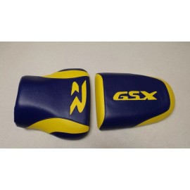 CUSTOM SEAT COVERS FRONT/REAR BLUE/YELLOW SEAT COVERS WILL FIT SUZUKI GSX 600R/750R/1000