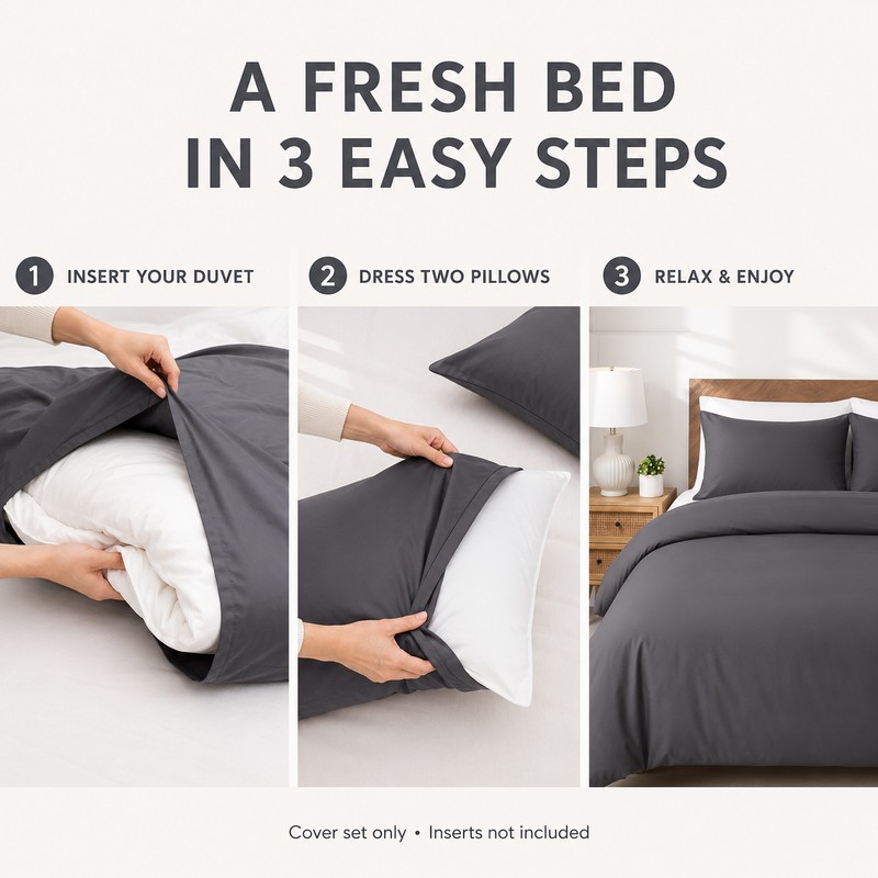 White Bamboo Lyocell Duvet Cover Set, 3-Piece Queen 78.74 x