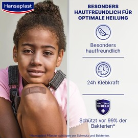 Hansaplast Hansaplast Sensitive Hautton Pflaster dark (20 Strips), hautfreundliche und hypoallergene Wundpflaster mit Bacteria Shield & sicherer Klebkraft, schmerzlos zu entfernende Pflaster