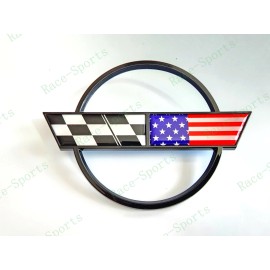 AUTO 1PC Black Rear Gas Lid Blue Cross US Flags Emblem 1984-1996 C4 Corvette