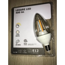 IKEA Set of 5 IKEA LEDARE LED Bulb E12 400 Lumen Warm Dimming Chandelier Clear 5.3W
