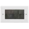 electrosmart White Double Gang Brushplate/Brush Strip Wallplate/Wall Plate/Faceplate Cable Tidy for Wall Mounted Plasma TV etc