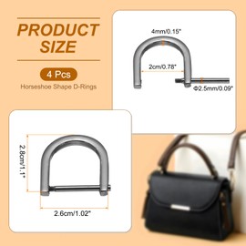 PATIKIL 13/16" D-Rings Screw in Shackle, 4 Pcs Horseshoe U Shape D Ring Zinc Alloy Semicircle Buckles Replacement for Purse Keychain Collar Accessories Craft, Black