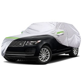 TUCAREST 6-Layers Premium Full Car Cover Hard Shell Zipper Design Waterproof All Weather Weatherproof UV Sun Protection Snow Dust Storm Resistant Outdoor with Straps (Fit for SUV/MPV 191"- 200")