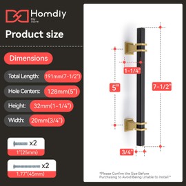 homdiy 10 Pack 5 Inch Black and Gold Cabinet Pulls Kitchen Cabinet Handles Dresser Drawer Pulls Black and Gold Cabinet Hardware