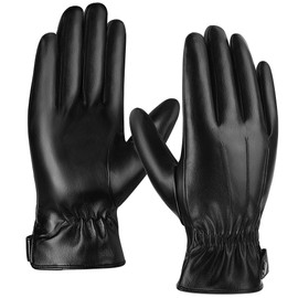 Aegend PU Leather Gloves for Men, Super Soft Warm Velvet Lining Full Hand Touchscreen Anti-Slip Driving Gloves Thermal Winter, Small