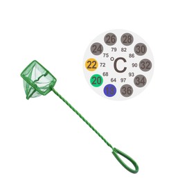 YQCXK Aquarium Fishing Net,Small Fishing Net 25cm Handle Fish Tank Quick Catch Mesh for Catching Small Fishes Shrimps or Cleaning Fish Tank,Thermometer sticker included