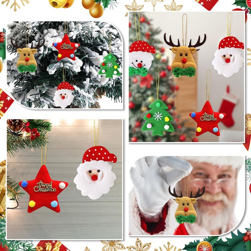 5 Pcs Christmas Tree Ornaments Set- Cartoon Plush Christmas Ornaments