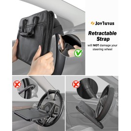JOYTUTUS Steering Wheel Tray, Back Seat Headrest Tray for Eating Food and Drink, Work Table for Writing and Steering Wheel Laptop Desk, Car Organizer for Commuters, Travel, Family (16.1'' x 10'')