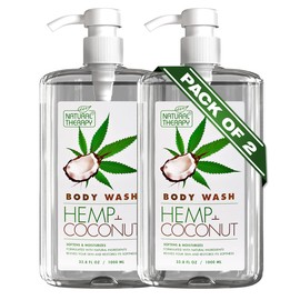 Natural Therapy Body Wash for Women and Men with Hemp & Coconut Oils - Shower Gel Cleanses and Moisturizing Skin - With Pure Dead Sea Minerals Nourish for Body - Pack of 2 (67.6 fl.oz)