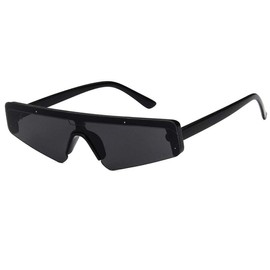 Shiratori Sports Wrap-Around Sunglasses, Fashionable One-Piece Lens UV Protection Shades for Men & Women, Lightweight Polarized Sunglasses for Running, Driving, and Outdoor Activities Black Grey