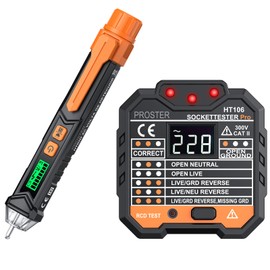 Proster Non Contact Voltage Tester Pen - with Electric Outlet Tester Socket Tester Kit with LED Flashlight