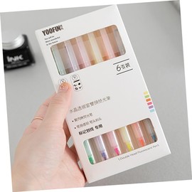 Ciieeo 2sets Double-ended Highlighter Fluorescent Markers Set Pastel Highlighter Pens for Office School Art 6pcs*2 Random Color