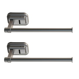 Paper Towel Holder Under Cabinet,Suction Cup Paper Towel Holder Wall Mount No Drilling,Removable Black Paper Towel Rack for Kitchen Bathroom Wall RV (2 Pack)