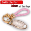 Worcas Car Keychain With Bling Rhinestones,eather Woven Keychain,360 Degree Rotatable