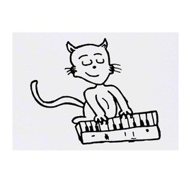 'Cat Playing Piano' Temporary Tattoo - Water Resistant, Skin-Safe, Non-Toxic Transfer (TO00038736)