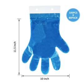 Blue Disposable Poly Gloves, 6000 Pack, One Size with Hang Tab, for Restaurants, Pastry Shops, Deli Shops and Grocery Stores