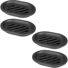 Timotech Juego de 4 Jaboneras para Baño, Soporte de Jabón para Regadera con Bandeja de Goteo, Jabonera de Plástico con Drenaje para Fregadero de Cocina (4 Piezas, Negro)