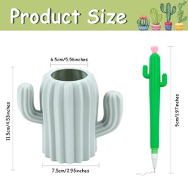 CIOUYAOS 2 PCS Cactus Pen Holder, Cute Pen Organizer Container and 4 PCS Cactus Gel Pen, Multifunction Pen Cup for Desk Accessories Cosmetic Makeup Stationery Storage (AK20)