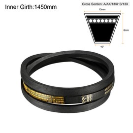 sourcing map A57 Drive V-Belts 57" Inner Length 13mm Width 8mm Thick JIS Standard A-Section Rubber Drive Transmission Belt